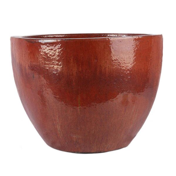Vaso Vietnamita Cerâmica Importado Oval Grande Cobre D50cm X