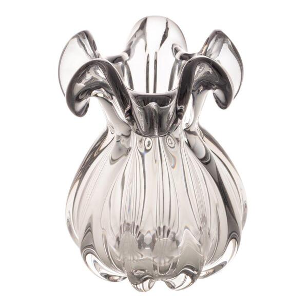 Vaso Wolff Italy De Vidro Cinza 13cm X 17cm