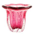Vaso Wolff Italy De Vidro Rosa 18cm X 18,5cm