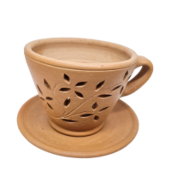 Vaso Xícara P Em Cerâmica Com Prato