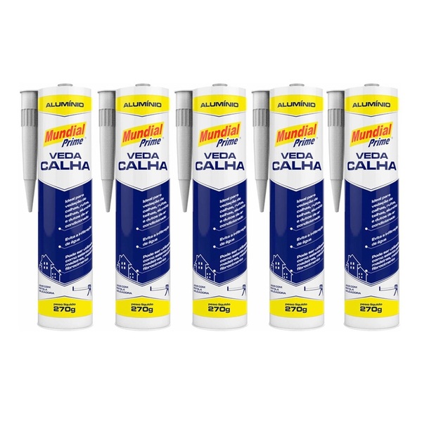 Veda Calha Alumínio 300ml 270g Mundial Prime Kit Com 5 Unid