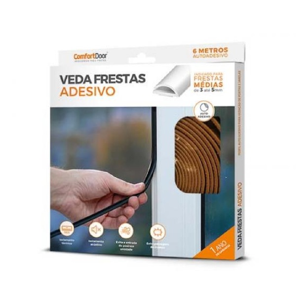 Veda Fresta Para Porta E Janela 4x8 Mm 6m Comfort - Marrom