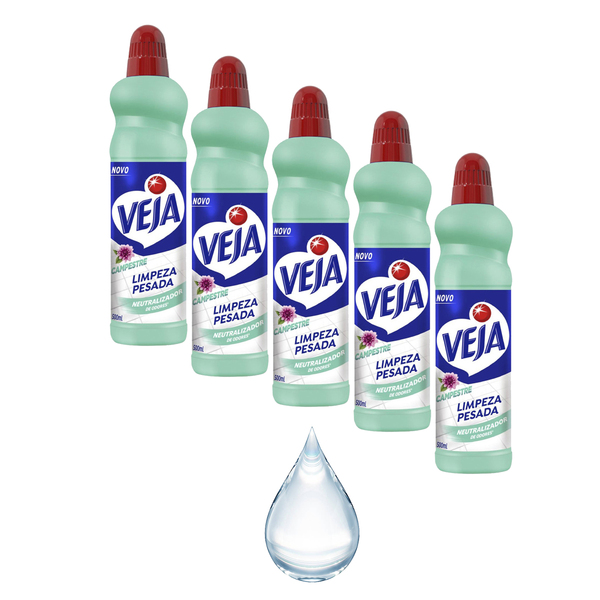 Veja Gold Limpeza Pesada Floral Campestre Com 500ml Kit 5