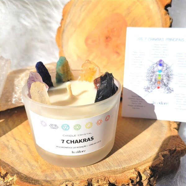 Vela Aromática 7 Chakras Pedras Brutas - La Odore