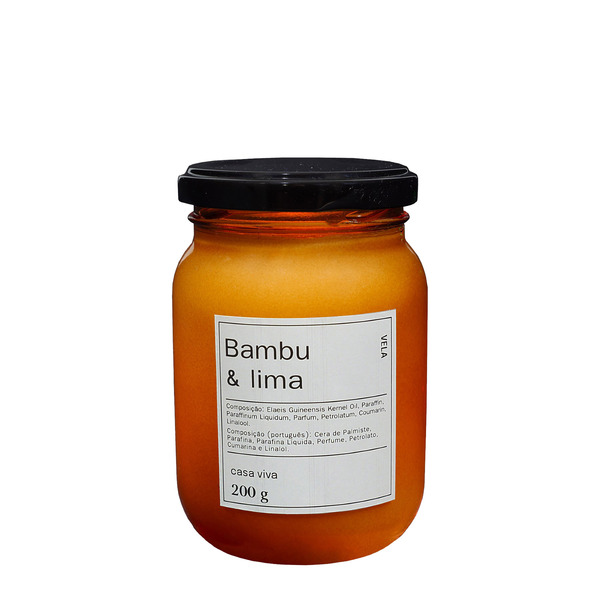 Vela Aromática Bambu & Lima Âmbar Branca 8,9x6cm Casa Viva