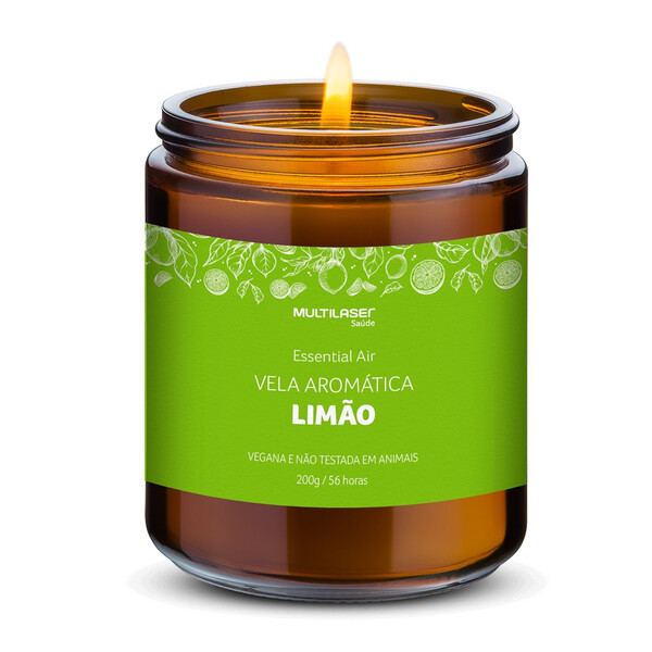 Vela Aromática De Limão 200g Multilaser Saúde - Hc524