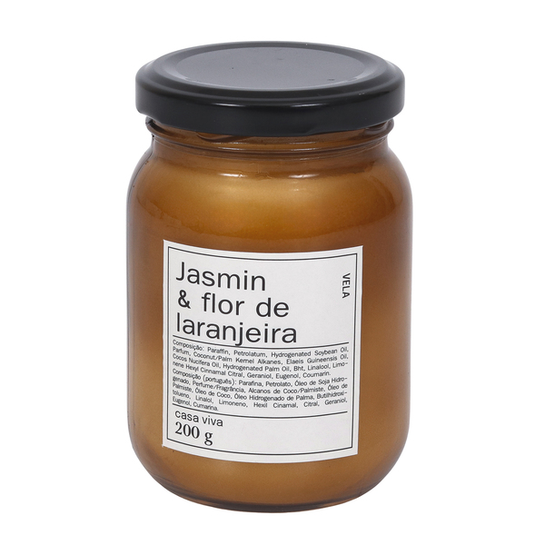 Vela Aromática Jasmin & Flor Laranjeira Âmbar Branca 8,9x6cm Casa Viva