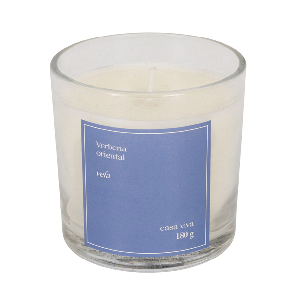 Vela Aromatizada Verbena Oriental Branco 7,8x7,8cm Casa Viva