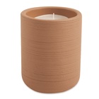 Vela Com Suporte Em Cimento Riscado Cor Terra  - Mart