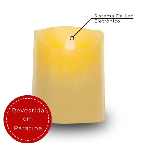 Vela Natural Com Led E Movimento De Chama Viva  10x7,5cm
