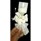 Vela Parafina Decora Mesa Festa Media Flor Branca Kit Com 15