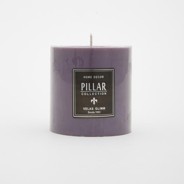 Vela pillar Zôdio cera vegetal roxa 10x10cm