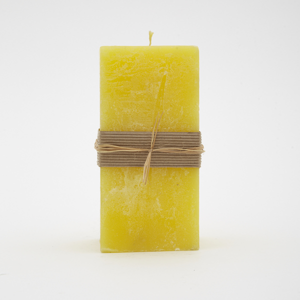 Vela retangular Zôdio cera vegetal amarelo 8x18cm