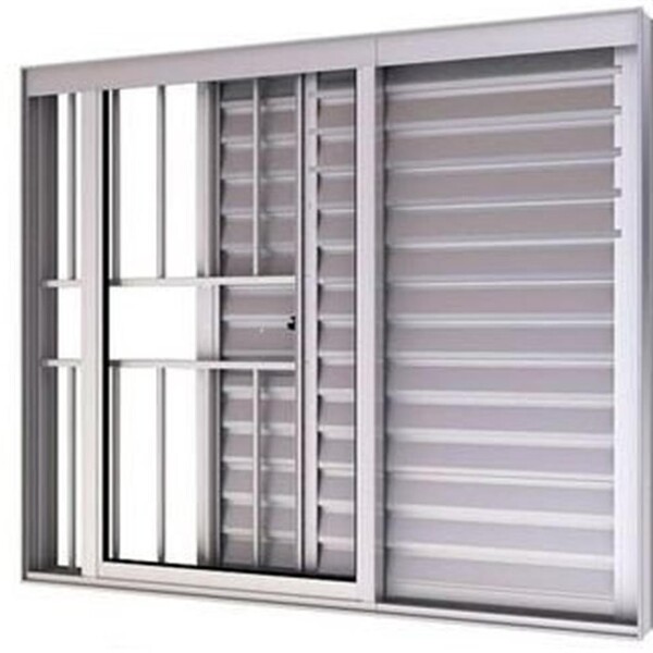 Veneziana 3 Folhas 1,00 X 1,20 C/grade Alumínio Brilhante