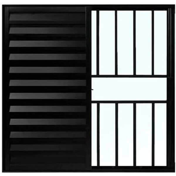 Veneziana 3 Folhas 1,00 X 1,50 C/grade Alumínio Preto