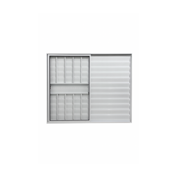 Veneziana 3 Folhas Aluminio Branco Com Grade 1,00x1,00