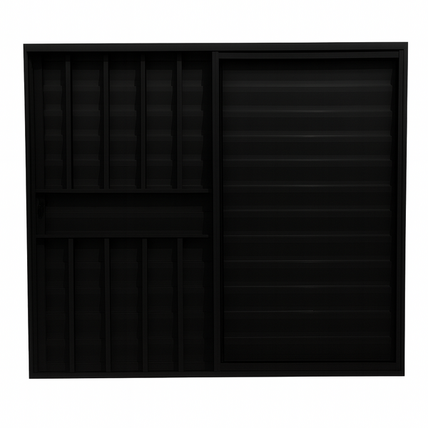 Veneziana 3 Folhas Aluminio Preto Com Grade 1,00x1,00
