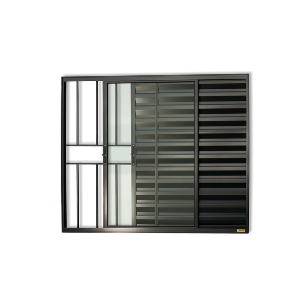 Veneziana 3 Folhas com Grade de Correr Alumínio 100x150cm Brimak