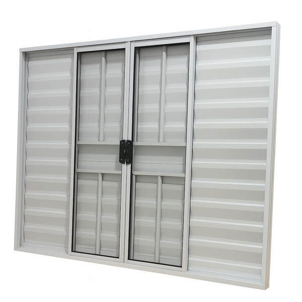 Veneziana 6 Folhas Aluminio Branco Com Grade 1,00x1,00