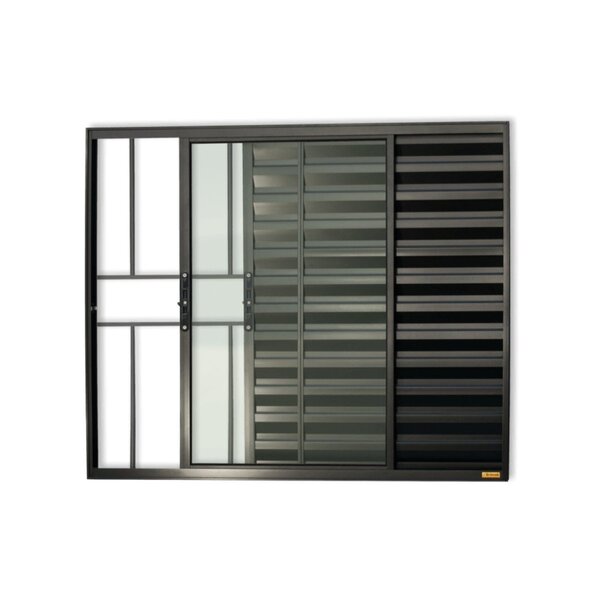 Veneziana Confort 3 Folhas Com Grade Vidro Liso 80cm X 80cm B