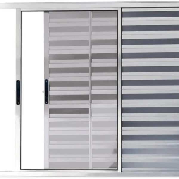 Veneziana De Aluminio 3 Folhas Sem Grade Linha Premium Brilha
