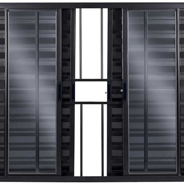 Veneziana De Aluminio 6 Folhas Com Grade Linha Modular Preto