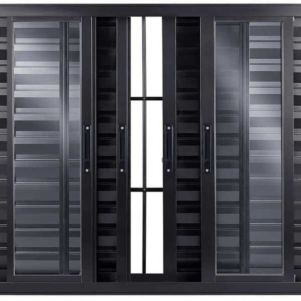 Veneziana De Aluminio 6 Folhas Com Grade Linha Premium Preto