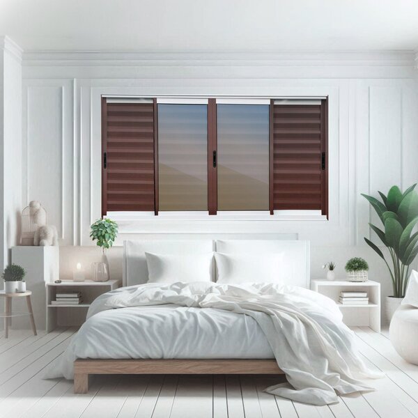 Veneziana Elite 6 Folhas Moveis 100 X 200 Vidro Reflex Marrom