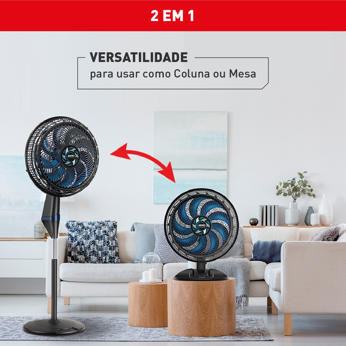 Ventilador de Coluna 2 em 1 40cm Arno X-TREME 9, 9 PÁS, 160W 127V VE9M