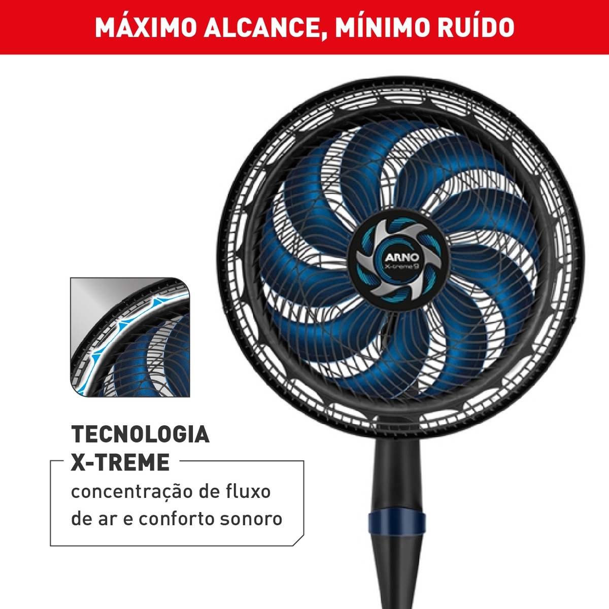 Ventilador de Coluna 2 em 1 40cm Arno X-TREME 9, 9 PÁS, 160W 127V VE9M