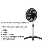 Ventilador Coluna Pedestal Bivolt 50 Cm Oscilante 6 Pás Dômina