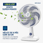 Ventilador De Mesa Mondial Super Power 6 Pás 60w 30cm Branco