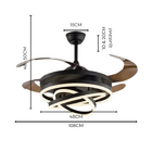 Ventilador de Teto 001B com Lustre LED 3 Tons, Pás Retráteis