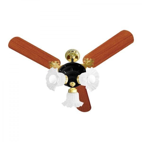 Ventilador De Teto 130 W 127v New Zeta Venti-delta Preto/mogno