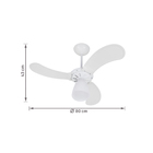 Ventilador de Teto com Controle de Parede 3 Pás 80 cm Branco 220V Fresh Ventisol