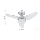 Ventilador de Teto com Controle Remoto 3 Pás Cristal Nano Aliseu 220V