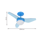 Ventilador de Teto com Controle Remoto 3 pás Azul Nano Inspire 220V