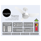 Ventilador de Teto com Controle Remoto 3 pás Preto Nano Inspire 220V