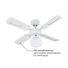 Ventilador de Teto 4 pás Branco Barbade Aliseu 127V (110V) Com controle de parede