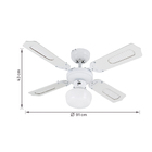 Ventilador de Teto 4 pás Branco Barbade Aliseu 127V (110V) Com controle de parede