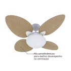 Ventilador de Teto com Controle de Parede 4 Pás 1,05 m Branco 220V Vime Aliseu