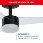 Ventilador de Teto Controle Remoto e Controle de Parede Arno VX14 New Ultimate 3 Pás 105cm Preto Bivolt