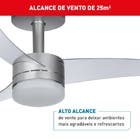 Ventilador de Teto Controle Remoto e Controle de Parede Arno VX15 New Ultimate 3 Pás 105cm Prata Bivolt