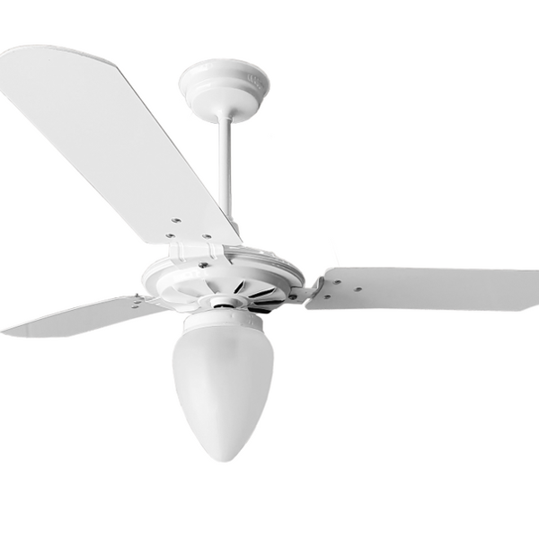 Ventilador De Teto Branco Com Globo Fechado Pás De Mdf 110 V