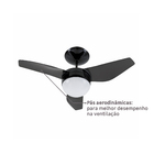 Ventilador de Teto com Controle Remoto e Controle de Parede 3 Pás 80 cm Preto 110V Nano Aliseu