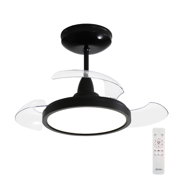 Ventilador de Teto com Controle Remoto Aliseu Retrátil Mid com Led 3 Pás 70 cm Preto Bivolt