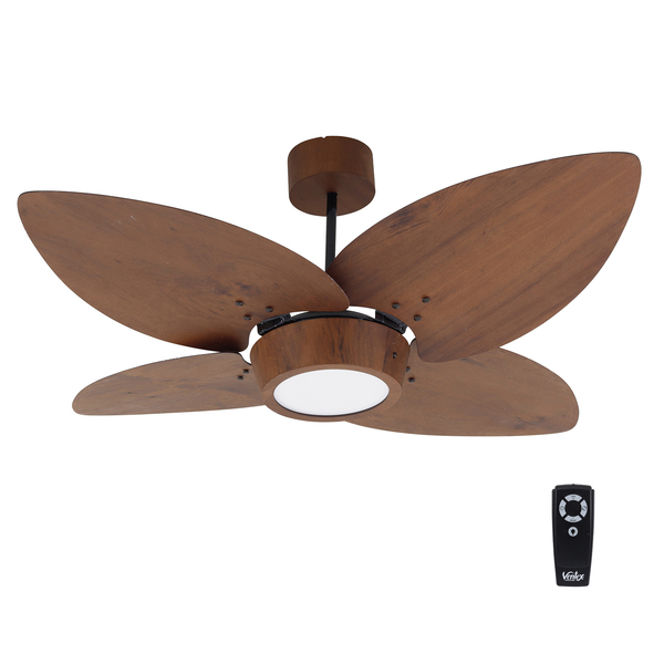 Ventilador de Teto com Controle Remoto Jeri 4 Pás 122cm Marrom Imbuia 220V Ventex