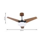 Ventilador de Teto com Controle Remoto Nunes Imbuia 3 Pás 101cm Preto 220V Ventex