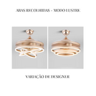 Ventilador de Teto com Lustre 001G Retrátil LED 3 Cores 6 Vel