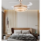 Ventilador de Teto com Lustre 001G Retrátil LED 3 Cores 6 Vel